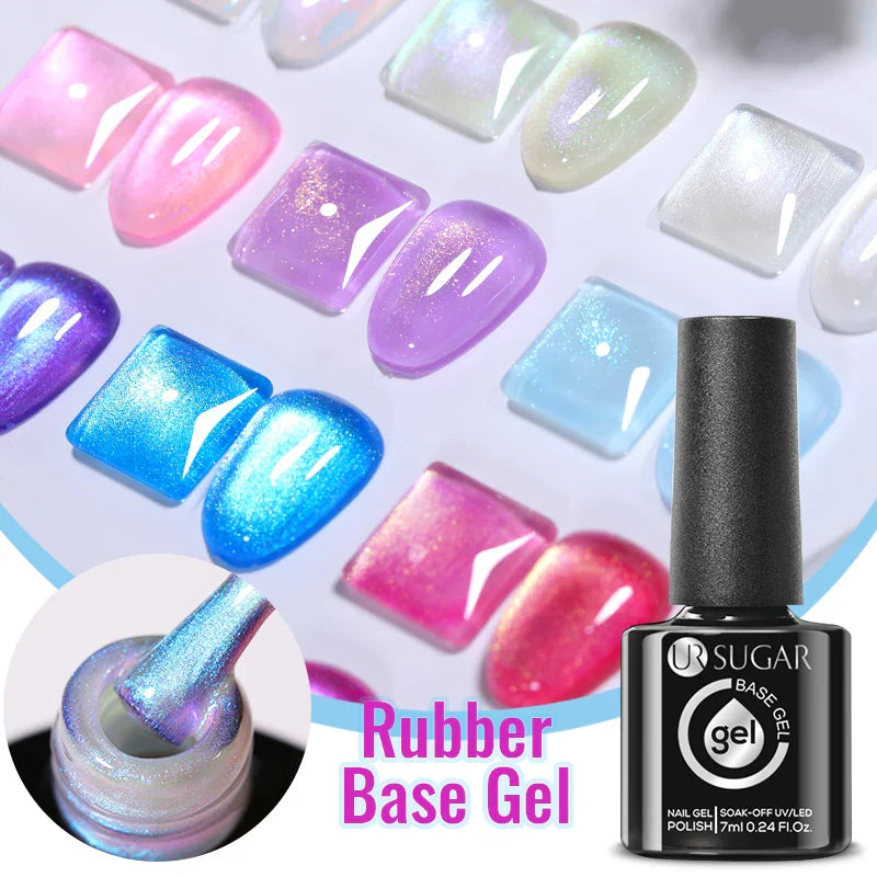 sengpan SUGAR Aurora Rubber Gel Nail Iridescent Pearl Effect Metallic Mirror Nails Manicure Soak Off UV LED No Wipe Top Coat Base Gel