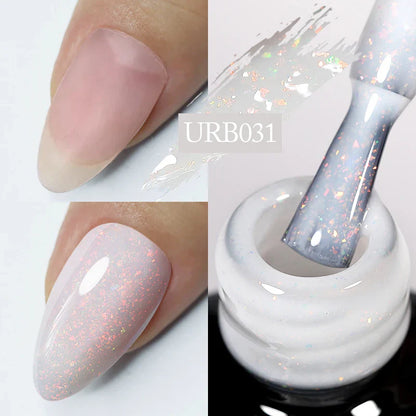 sengpan SUGAR Aurora Rubber Gel Nail Iridescent Pearl Effect Metallic Mirror Nails Manicure Soak Off UV LED No Wipe Top Coat Base Gel