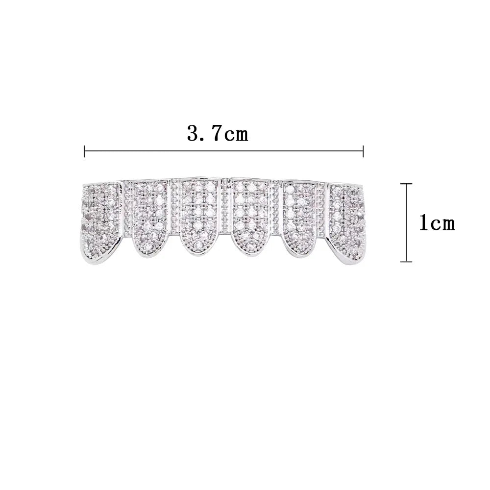 sengpan Punk Long Stick Vertical Bar Zircon Teeth Grillz Hip Hop CZ Stone Tooth Caps For Women Men Body Jewelry Gift