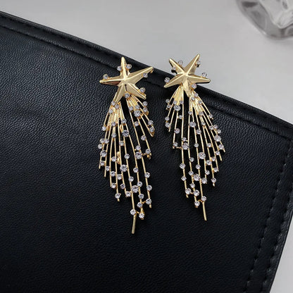 Lianfudai Exaggeration Fashion Big Star Dangle Drop Earrings For Women Ladies Statement Pendant Earrings 2024 New Pendientes