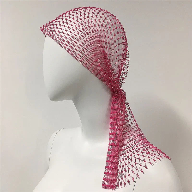 sengpan New Fashion Women Bling Rhinestone Bandanas Turban Hat Headband Crystal Mesh Cap Hair Snood Nets Headpiece Headwear Accessorie