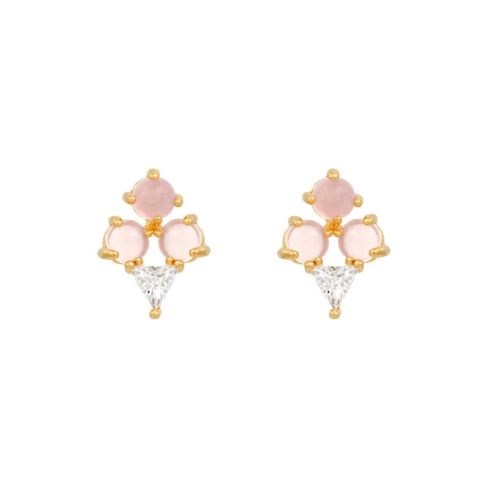 sengpan 1 Pair Ins Wind Cone Crown Zircon Earrings Cute Bear Cartoon Personality Ear Jewelry Colorful Simple Style Earrings for Women