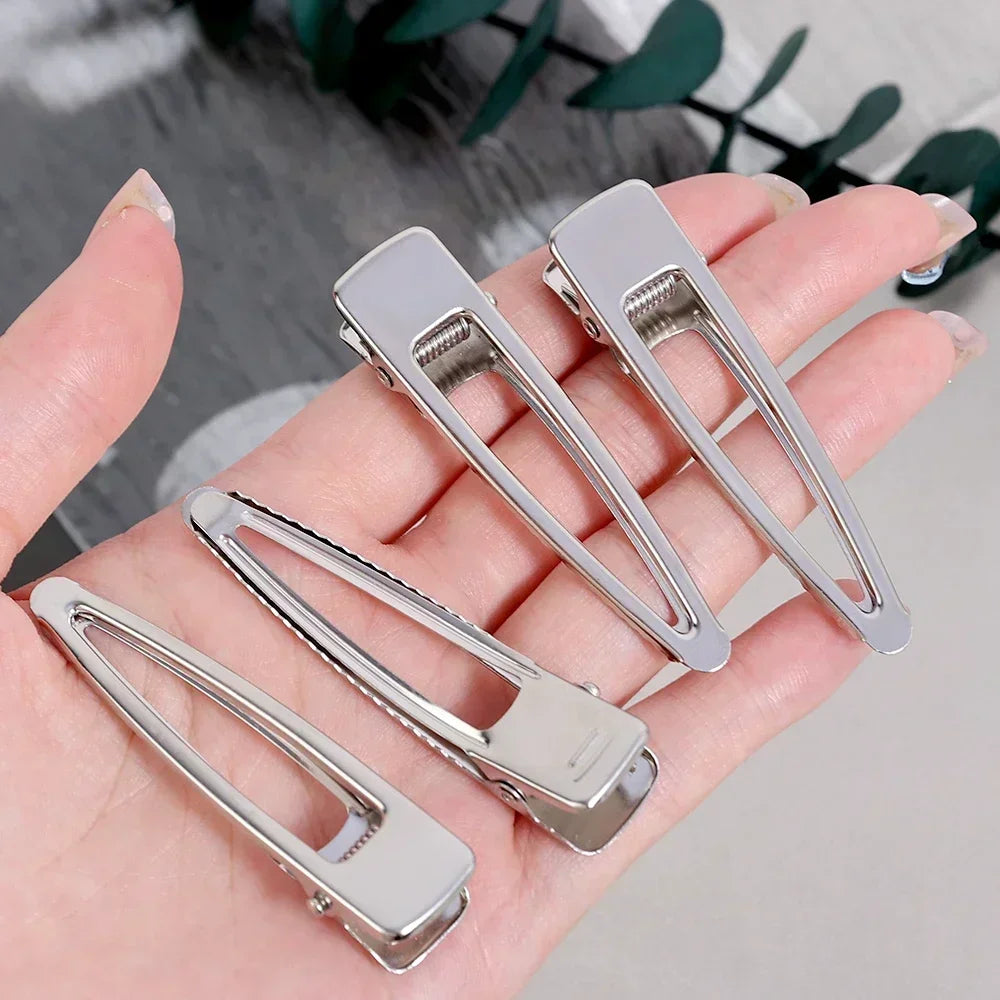 sengpan Silver Color Hair Clips Duckbill Clamp Y2K Metal Barrettes DIY Hairpins Hair Accessories for Women Girls Hair Tools