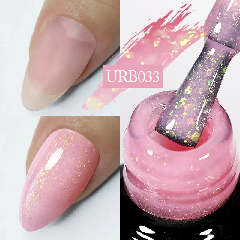 sengpan SUGAR Aurora Rubber Gel Nail Iridescent Pearl Effect Metallic Mirror Nails Manicure Soak Off UV LED No Wipe Top Coat Base Gel