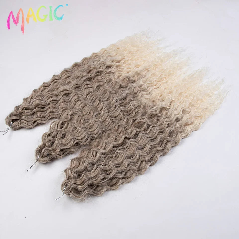 sengpan  Synthetic Hair Water Wave 24Inch Braid Hair Twist Crochet Hair Ombre Blonde Pink Deep Wave Braiding Hair Extension Cosplay