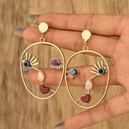 sengpan Exaggerated Abstract Face Pendant Earrings For Women Niche Design Wild Girls Cocktail Party Gifts Jewelry Wholesale Direct Sales