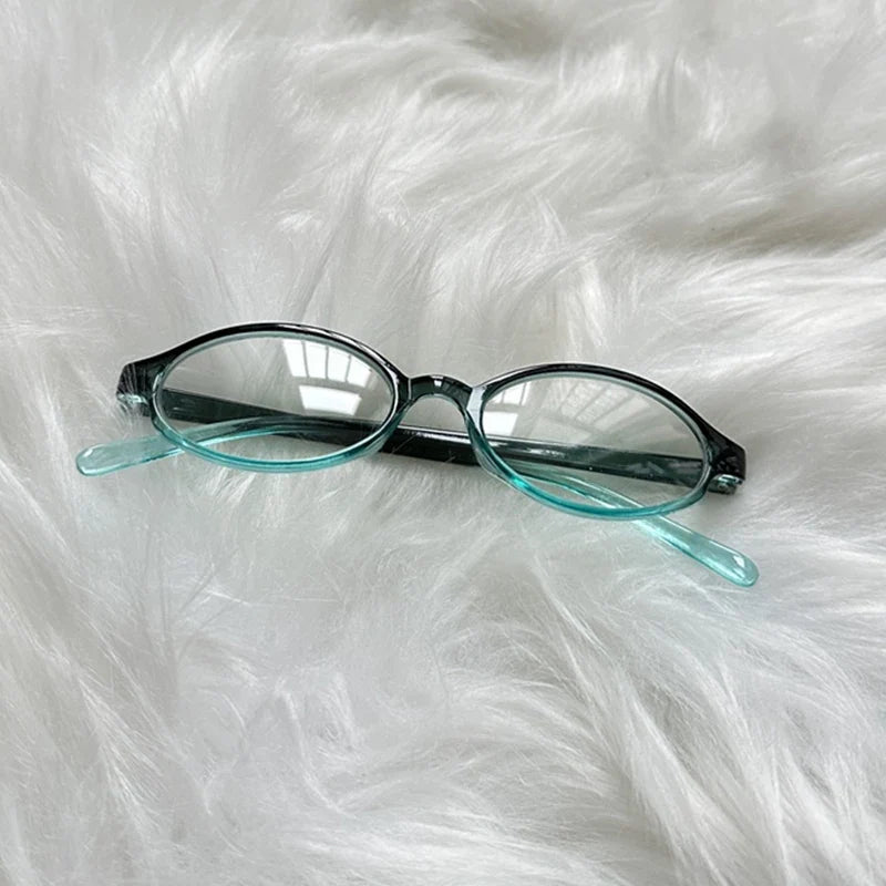 sengpan 1/3pcs Red Green Oval Frame Glasses Women Girls Y2K Retro Anti Blue Light Eyewear Glass Computer Reading Eyeglasses Decorative