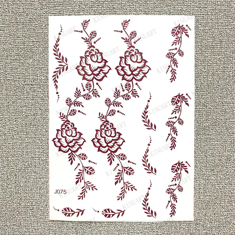 sengpan Brown Henna Tattoo Body Stickers for Women Henna Temporary Tattoos Lace Floral Mehndi Tattoo Waterproof Fake Tatoo Festival