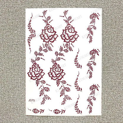 sengpan Brown Henna Tattoo Body Stickers for Women Henna Temporary Tattoos Lace Floral Mehndi Tattoo Waterproof Fake Tatoo Festival