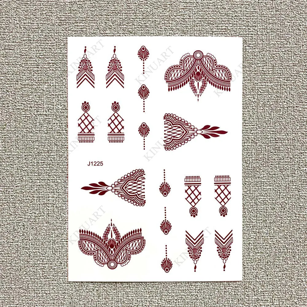 sengpan Children's Temporary Tattoos Brown Henna Tattoo Sticker for Little Girl Mehndi Stickers for Hand Body Art Fake Tattoo Waterproof