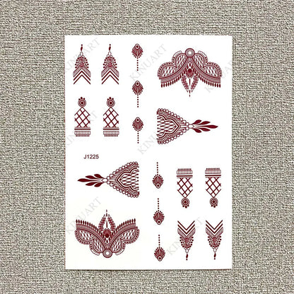 sengpan Children's Temporary Tattoos Brown Henna Tattoo Sticker for Little Girl Mehndi Stickers for Hand Body Art Fake Tattoo Waterproof