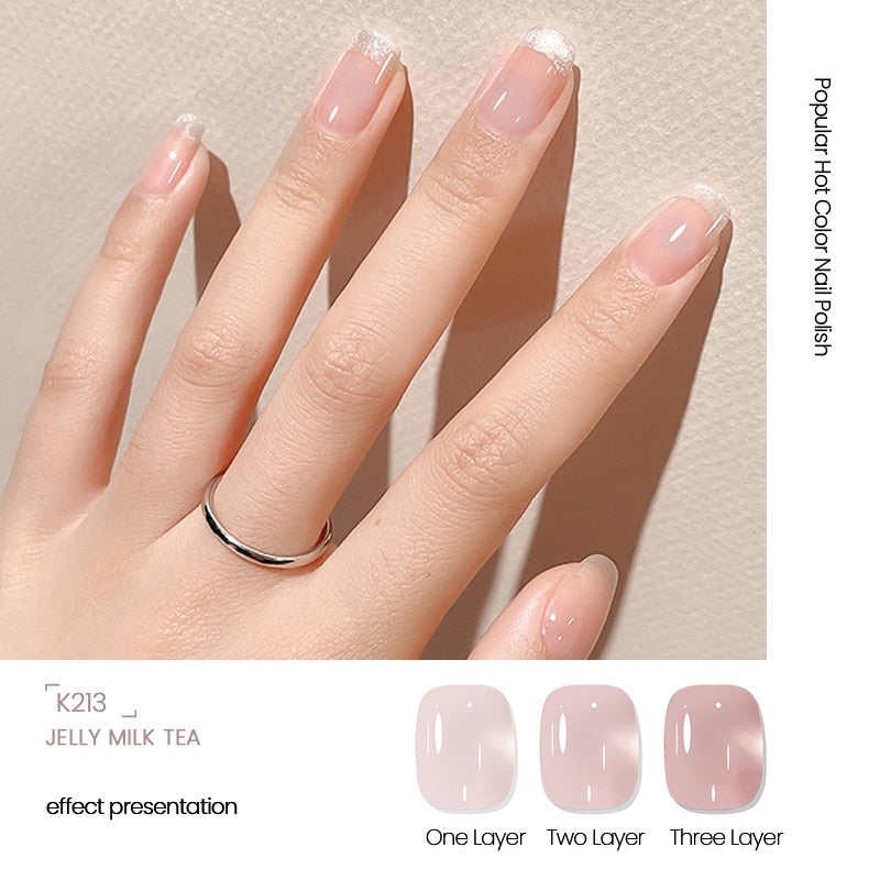 sengpan Nail Gel Polish 12ml Translucent Nude Jelly Gel Nail Polish Semi Permanent Soak Off UV LED Gel Varnish Nail Art Manicure