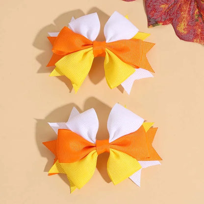 sengpan 2Pcs Corn Candy Hair Bow Clips Halloween Candy Hairpin for Kids Girls Cute Ribbon Bows Barrettes Fashion Hair Accessories