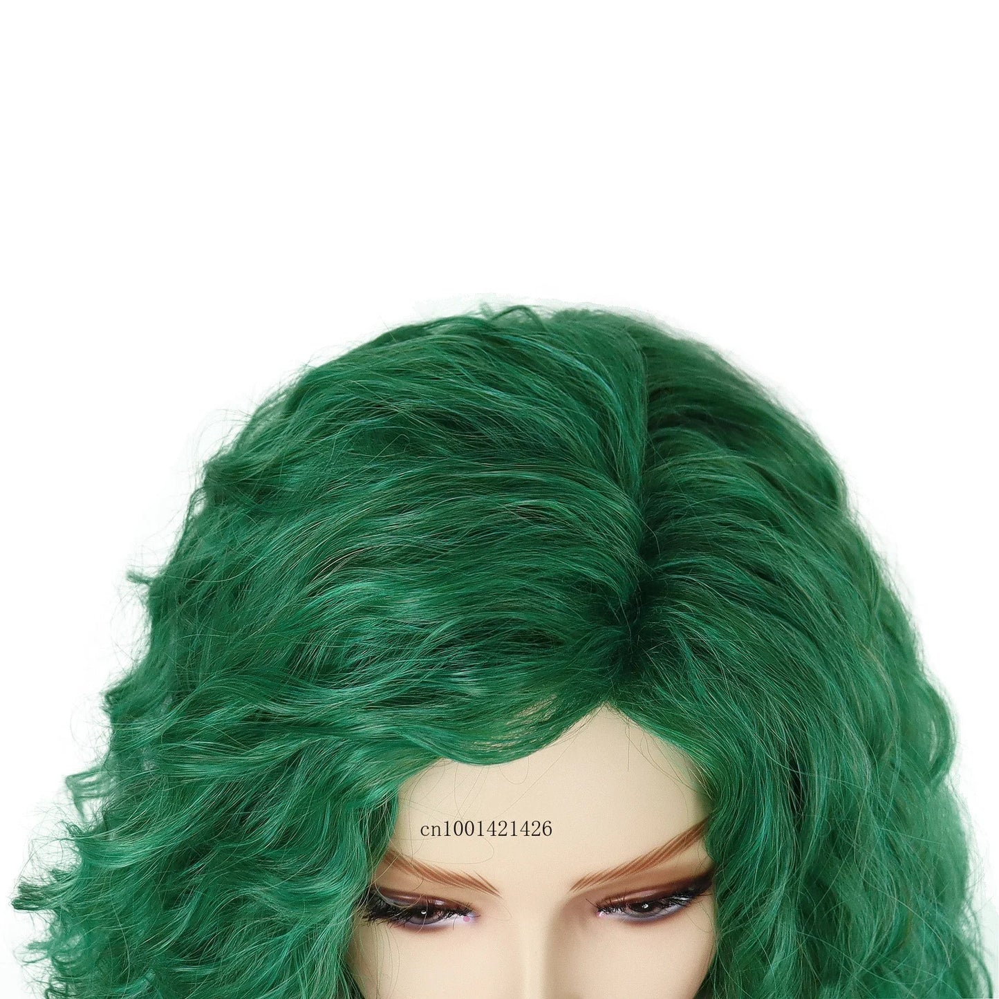 sengpan Green Wigs Costume for Women Synthetic Hair Long Curly Wig Natural Water Wave Hairstyles Thick Fluffy Hair Cosplay Wigs 28 Inch