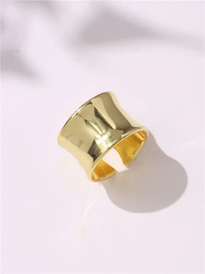 sengpan  NEW Exaggeration Punk Water Droplets Distortion Irregular Wide Version Gold Color Ring For Women Party Jewelry