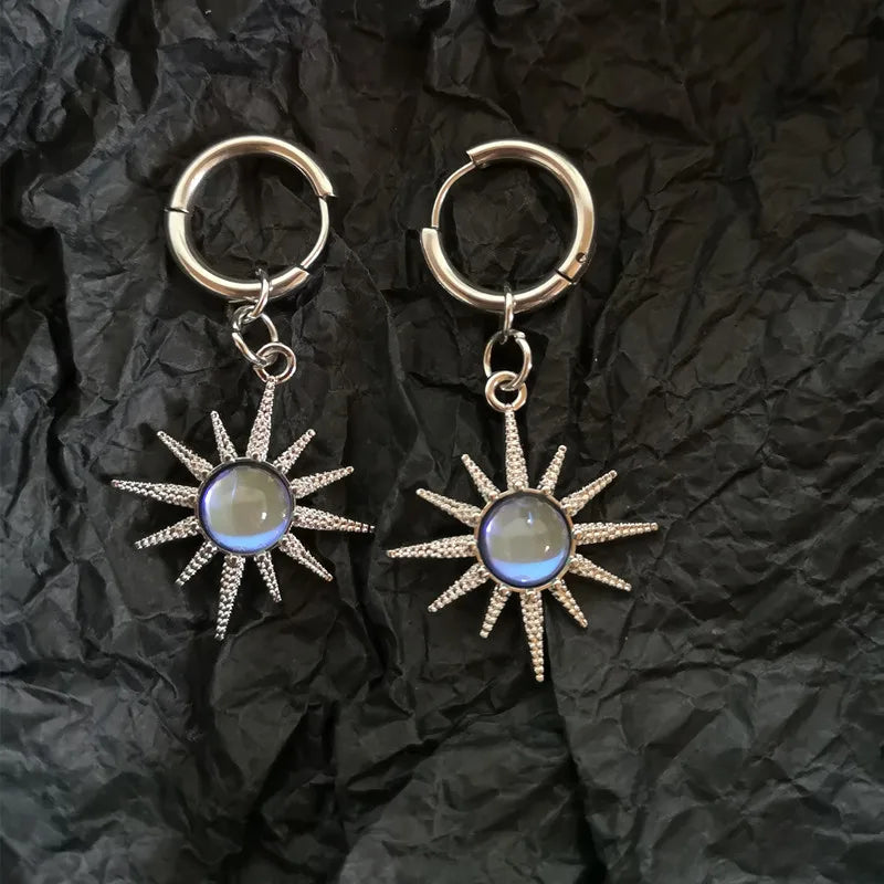 sengpan New In Earring Holiday Y2K Accessories Girl's Cute Sun Pendant Hoop Earrings For Woman Fashion Plated Jewelry