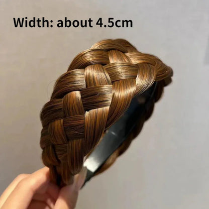 sengpan Wig Braided Headbands for Women Fishbone Wide Twist Hairbands Handmade Head Hoop Hair Bands Styling Headwear Accessories Gift