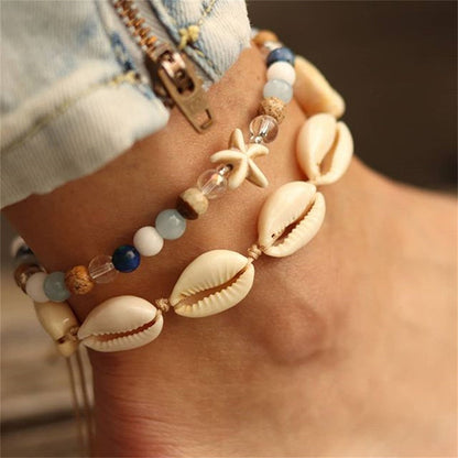 sengpan Bohemian Natural Shell Anklets For Women Foot Jewelry Summer Beach Barefoot Bracelets Ankle on Leg Chain Ankle Strap Accessories