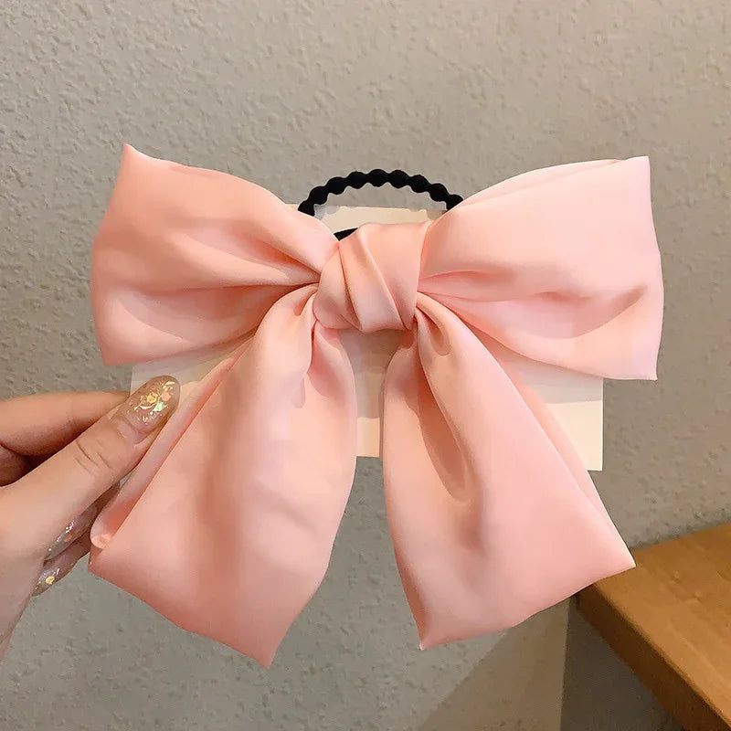 Lianfudai 1PC New Fashion Big Bow Elastic Hair Bands Ponytail Scarf Hair Ties Women Scrunchies Hair Accessories