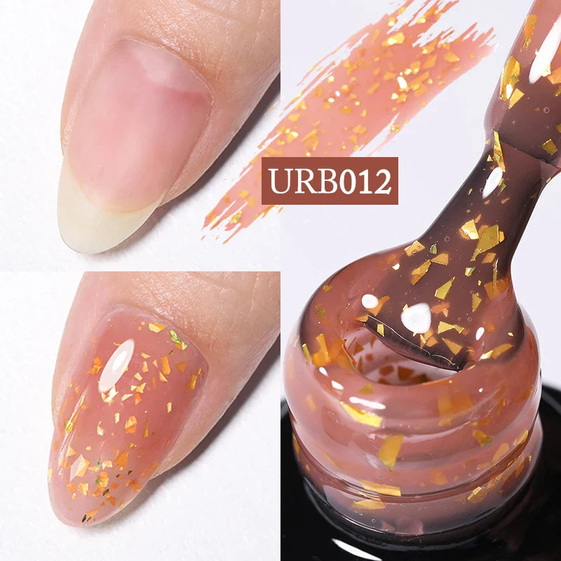 sengpan SUGAR Aurora Rubber Gel Nail Iridescent Pearl Effect Metallic Mirror Nails Manicure Soak Off UV LED No Wipe Top Coat Base Gel