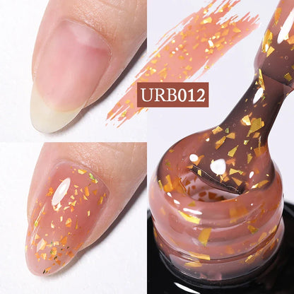 sengpan SUGAR Aurora Rubber Gel Nail Iridescent Pearl Effect Metallic Mirror Nails Manicure Soak Off UV LED No Wipe Top Coat Base Gel