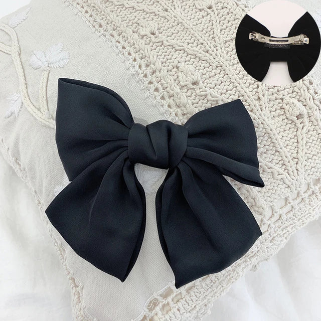 sengpan Oversized Bow Hair Accessories Fashion Satin Ribbon Hairpins Big Bow Hairpins Women Girls Satin Ladies Hairpins Cute