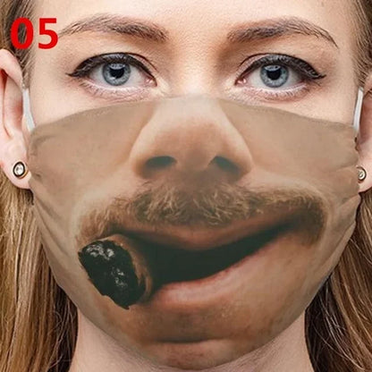 Lianfudai NEW Funny Men Women Face Mask Adults Funny Pattern Cotton Mouth Masks Outdoor Masque Lavable Mask for Face Halloween Cosplay