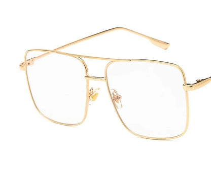 sengpan Fashion square frame vintage eyeglasses Men Oversized Metal Glasses frame Women Clear Lens Glasses Gold Optical Spectacle