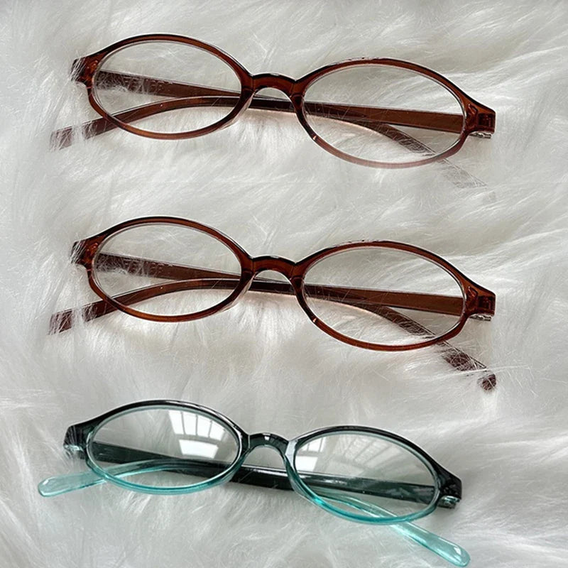 sengpan 1/3pcs Red Green Oval Frame Glasses Women Girls Y2K Retro Anti Blue Light Eyewear Glass Computer Reading Eyeglasses Decorative