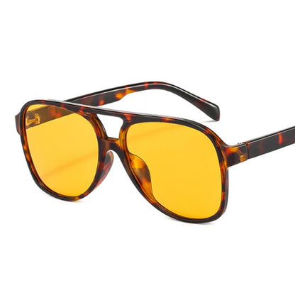 sengpan Fashion Pilot Oversized Sunglasses Woman Personality Double Bridges Sun Glasses Female Retro Leopard Orange Mirror Eyewear