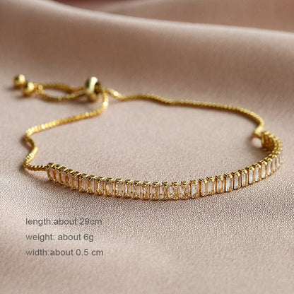 sengpan Tennis Bracelets for Women Shining Gold Color Single Layer CZ Charm Bracelet Statement Wedding Party Jewelry Wholesale