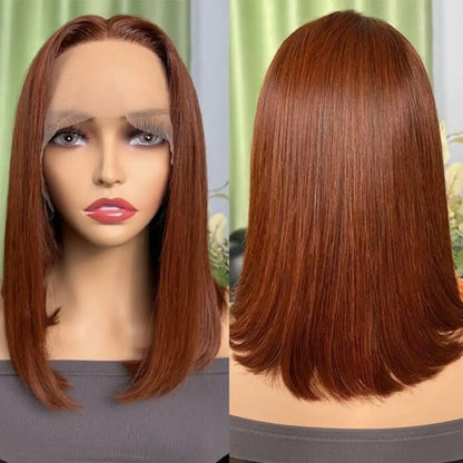 sengpan Reddish Brown Bob Wig Human Hair 13x4 Lace Front Wigs Human Hair Pre Plucked with Baby Hair Brazilian Virgin Human Hair