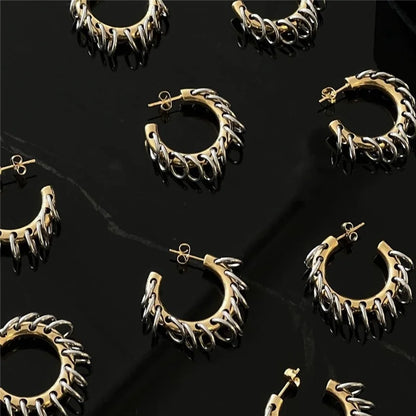 Lianfudai 2024 NEW Punk Metal Titanium Steel Chain C-shaped Earrings for Women Men Hip Hop Party Jewelry