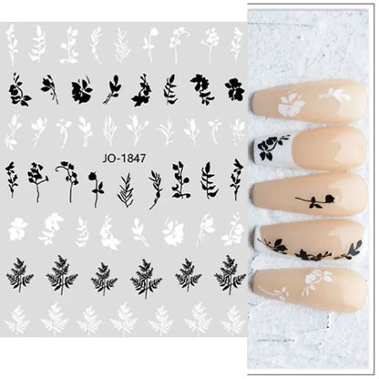 sengpan Simple Flowers 3D Nail Stickers Spring Summer Blossom Floral Tulip Fruit Nail Art Decals Adhesive Sliders Manicure Decorations