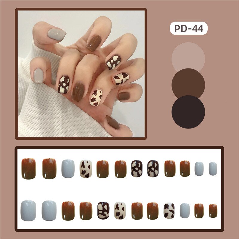 sengpan 24p Artifical Fake Nails Full Coverage False Nails White Clouds French Long Wearing Reusable Nail Coffin Ballerina Press on Nail