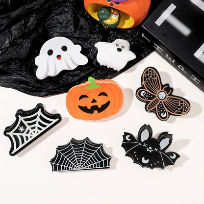 sengpan Halloween Hair Clips Spooky Pumpkin Grab Clips Back of The Head Plate Hair Bat Ponytail Clips Hair Accessories