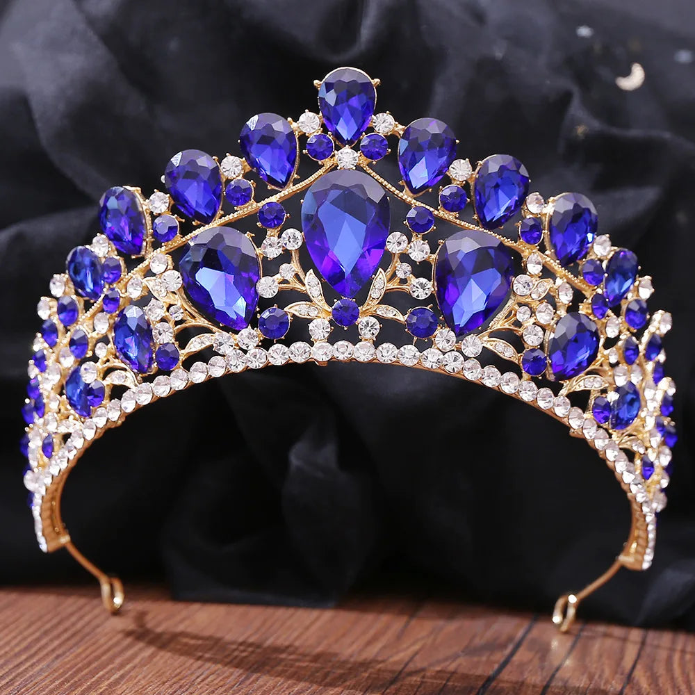 sengpan Baroque Crystal Rhinestones Wedding Crown Bridal Headdress Headwear Crown Bridal Party Crown Tiara Wedding Hair Accessories