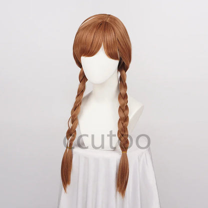 sengpan Halloween Women Princess Anna Wig Brown Braids Adult Party Synthetic Hair + Wig Cap