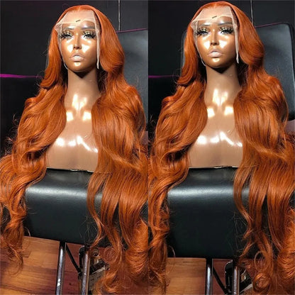 sengpan Body Wave Ginger Orange 13x6 HD Lace Front Wigs Colored Preplucked Wig 13x4 Lace Frontal Wigs Glueless Ginger Human Hair Wigs