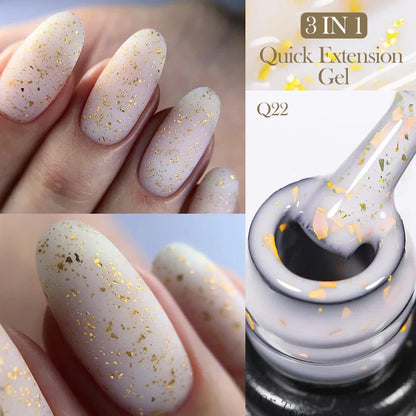 sengpan 7ML Quick Extension Gel Nail Polish Gold Foils Glitter Polish Vernis Semi Permanent UV Gel Nail Art Soak Off Hard Gel