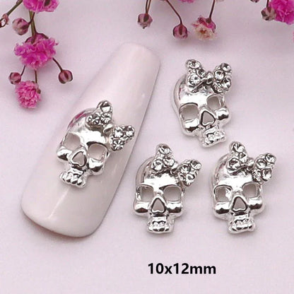 sengpan 10pcs/Pack Metal Halloween Collection Nail Art Decorations Pumpkin Skeleton Spider Skull Shiny Rhinestone Charm Nail Accessories