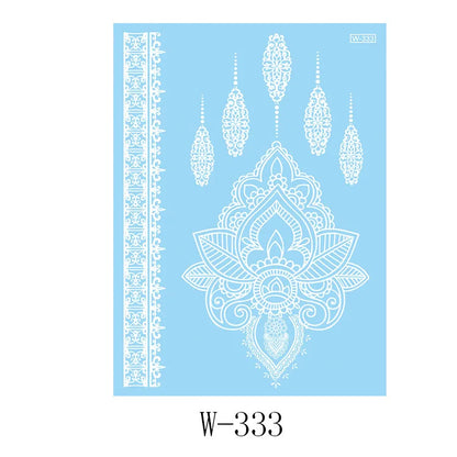 sengpan White Henna Lace Temporary Tattoos For Women Henna Design Stickers for Hand Hena Tattoo Waterproof Wedding Decoration