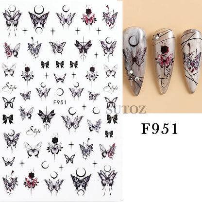 sengpan 3D Halloween Nail Art Stickers Horror Ghost Skull Evil Eye Anime Decals Bloody Rose Sticker for Nail Manicure Decoration LEBF956