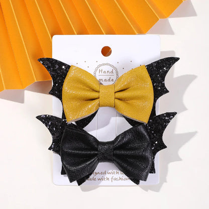 sengpan 2pcs Halloween Barrettes Bat Wing Bow Hair Clips Girls Bangs Clips Theme Party Performance Headdress Barrettes Cosplay Headwear