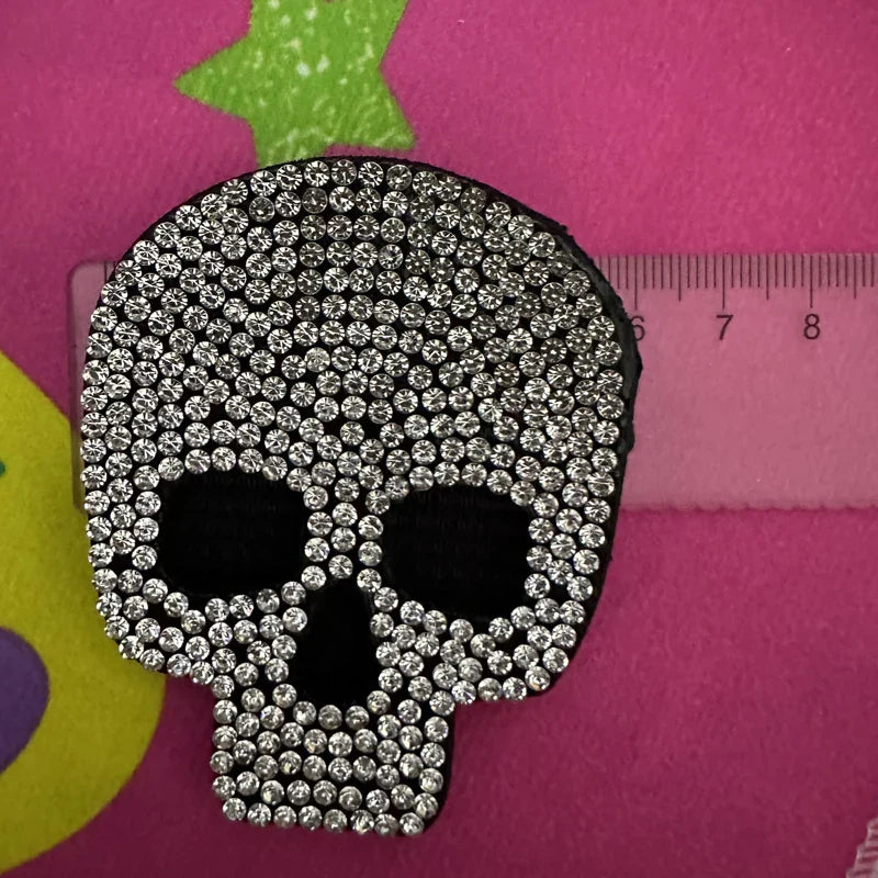 sengpan Y2K Hair Accessories Shiny Crystal Skull Hair Clip Punk Charm Side Sticky Hair Accessories Goth Halloween Jewelry Korean