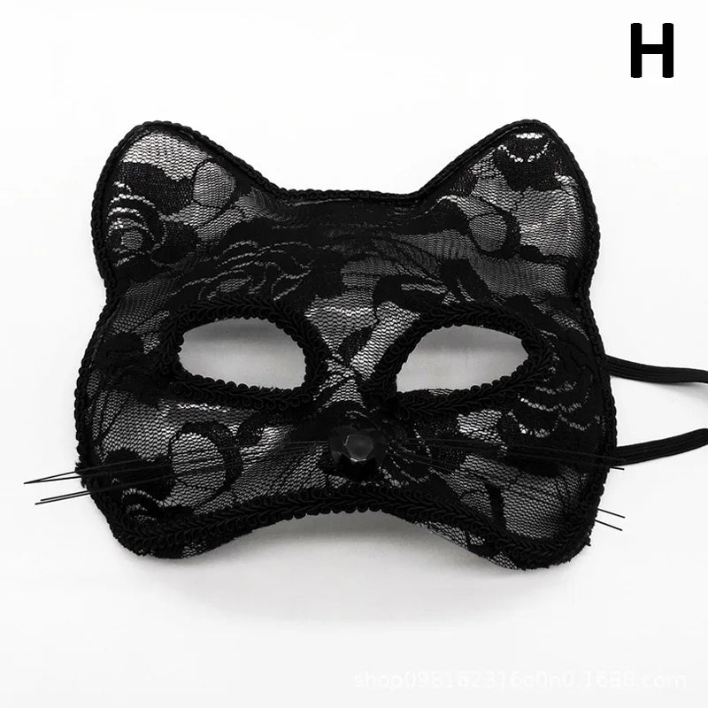 sengpan Halloween Cosplay Sexy Fox Mask Lace Eye Mask Animal Mask Half Face Women Sexy Cat Mask For Couple Masquerade Ball Party Game