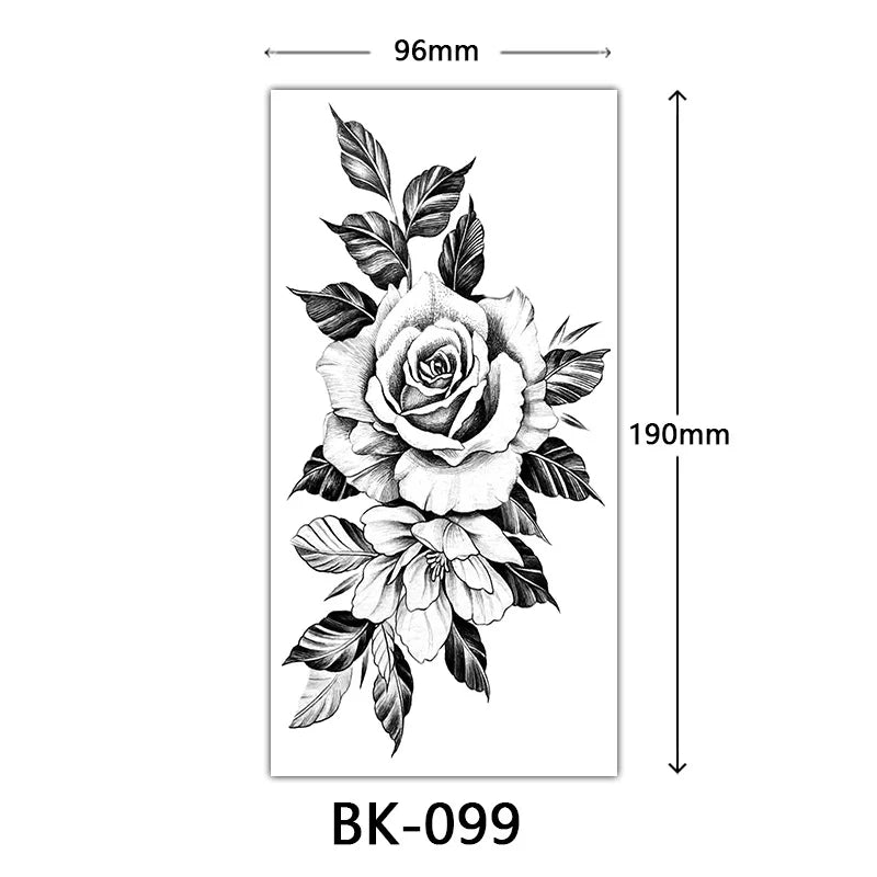 sengpan Black Flower Tattoo Stickers for Hand Arm Waterproof Temporary Tattoos for Women Butterfly Fake Tattoo Sleeve Tatoos Girls