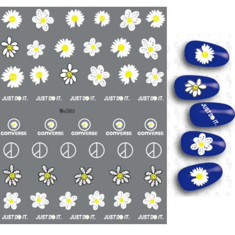 sengpan Simple Flowers 3D Nail Stickers Spring Summer Blossom Floral Tulip Fruit Nail Art Decals Adhesive Sliders Manicure Decorations