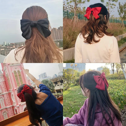 Lianfudai 1PC New Fashion Big Bow Elastic Hair Bands Ponytail Scarf Hair Ties Women Scrunchies Hair Accessories