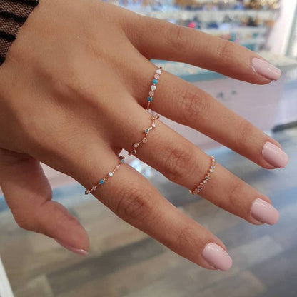 sengpan Bohemian Geometric Rings Sets Crystal Star Moon Flower Butterfly Constellation Knuckle Finger Ring Set For Women Fashion Jewelry